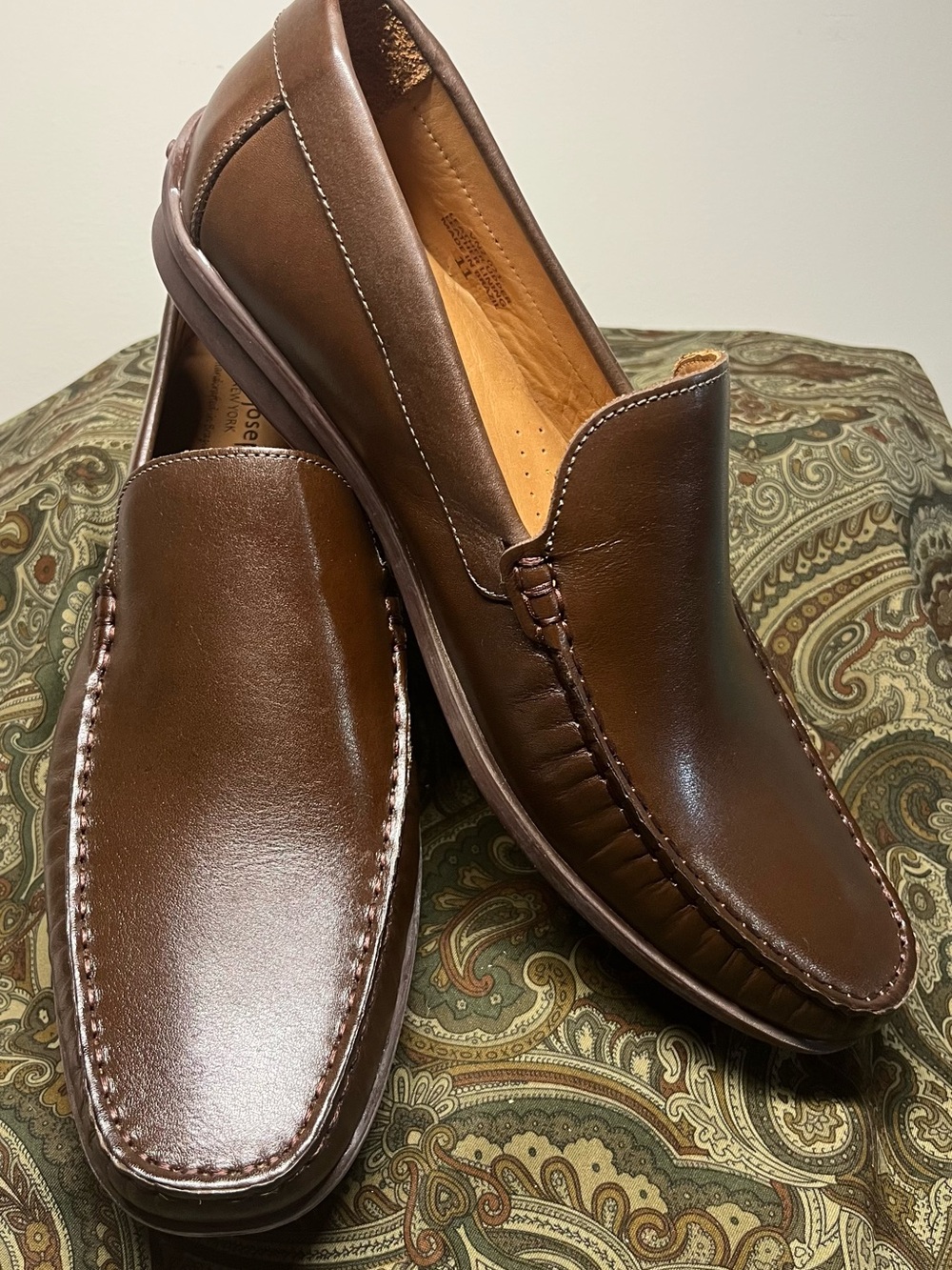 Marc Joseph Fort Hamilton Men's Brown Leather Slip-On Loafers - 11M